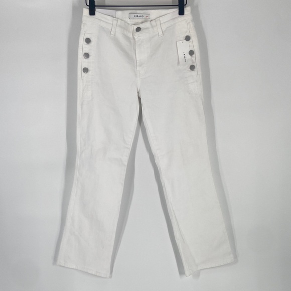 J Brand White Mid Rise Crop Boot Pants Jeans Size 27 NWT